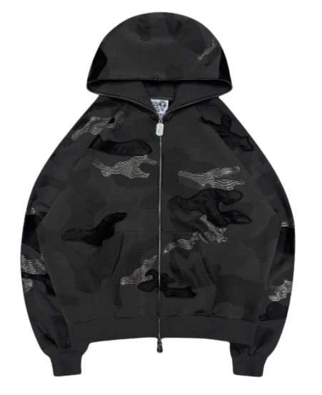 OFF DUTY CAMO ZIP HOODIE CHARCOAL