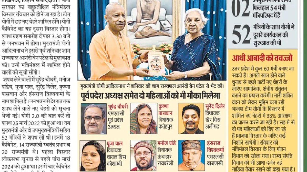 UP Cabinet Expansion 2026: योगी मंत्रिमंडल विस्तार में आज 6 नए मंत्री ले सकते हैं शपथ